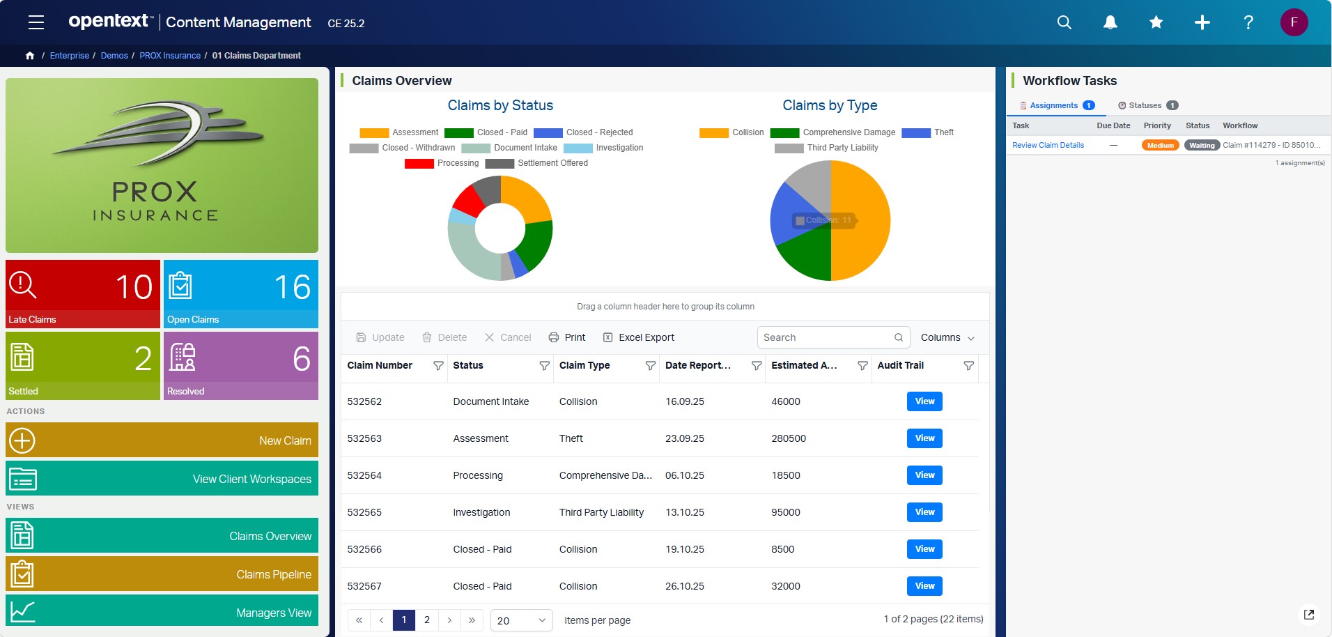 PROX Claims Dashboard